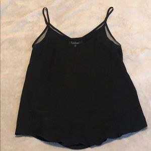 Lulu’s black tank with sheer lining